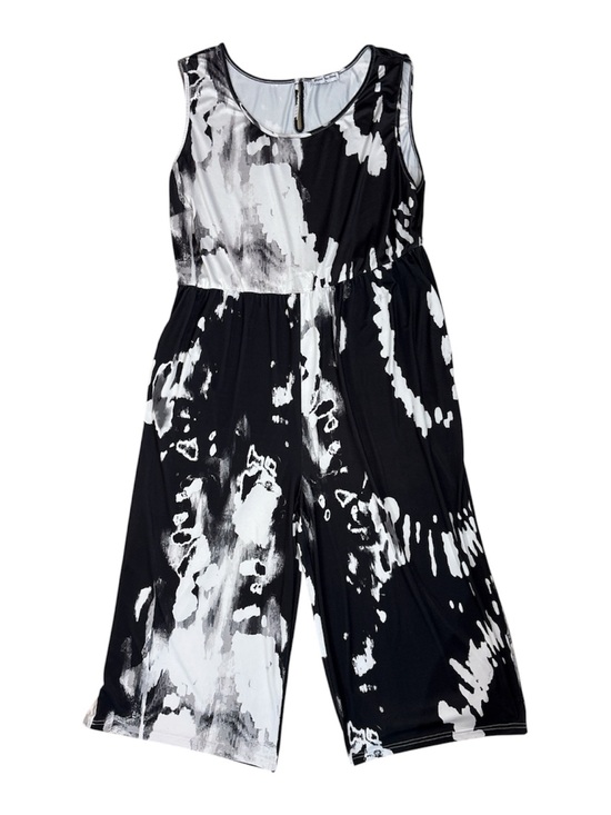 Beyond This Plane Pants - ⭐️ Beyond This Plane - Sleeveless Black & White Tie-Dye Cropped Jumpsuit- 4XL